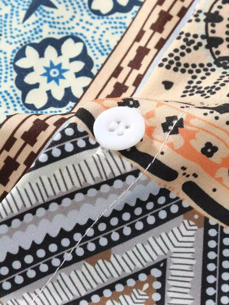 CLASSY BROWN MANDALA Mens Full Set Trouser and Shirt Half Sleeves - XPCRDF