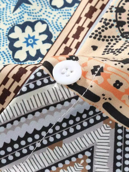 CLASSY BROWN MANDALA Mens Full Set Trouser and Shirt Half Sleeves - XPCRDF