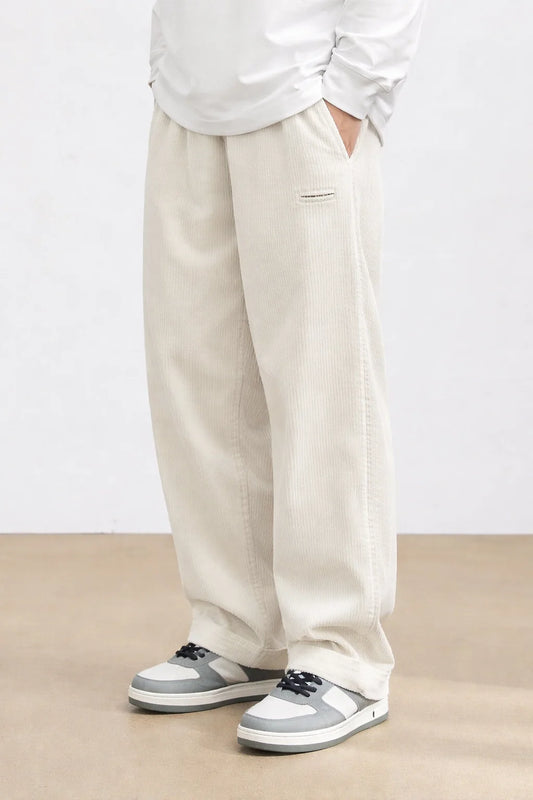 White  Color Mens Corduroy Cotton Pants Casual and Regular Fit Full size - XPPT
