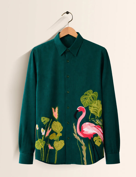 Green Flamingo Street Style Men’s Premium Full-Sleeve Shirt - XPST